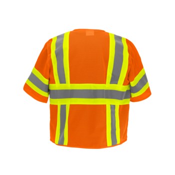Global Glove FrogWear HV High-Visibility Surveyor's Vest GLO-0145 LG - Size Large - High-Visibility Orange & Yellow/Green
