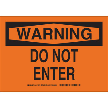Picture of Brady B-401 High Impact Polystyrene Rectangle Orange English Restricted Area Sign part number 127069 (Main product image)
