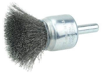 Weiler Steel Cup Brush - Unthreaded Stem Attachment - 3/4 in Diameter - 0.006 in Bristle Diameter - 11003