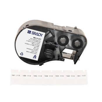 Picture of Brady Black on White, Clear Vinyl Thermal Transfer M4-11-427 Self-Laminating Wrap Around Labels (Main product image)