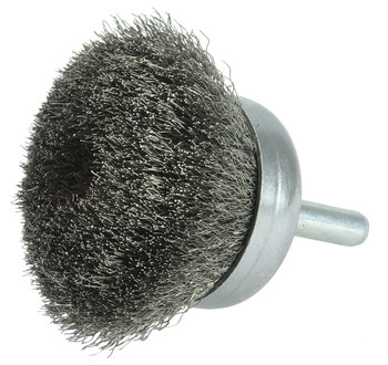 Weiler Stainless Steel Cup Brush - Unthreaded Stem Attachment - 1-3/4 in Diameter - 0.006 in Bristle Diameter - 14303