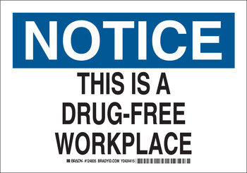 Picture of Brady B-555 Aluminum Rectangle White English Drug Free Environment Sign part number 124836 (Main product image)