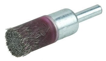 Weiler Polyflex Steel Cup Brush - Unthreaded Stem Attachment - 1/2 in Diameter - 0.010 in Bristle Diameter - 1/4 in Stem - 35340