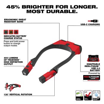 Milwaukee REDLITHIUM 2117-21 Neck Light - LED - Red/Black - 60599