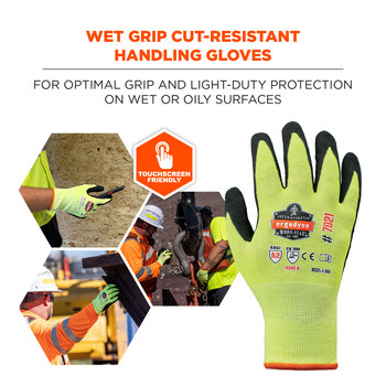 Ergodyne ProFlex 7021 Yellow/Black Large Cut-Resistant Gloves - ANSI A2 Cut Resistance - Nitrile Palm & Fingers Coating - 17964