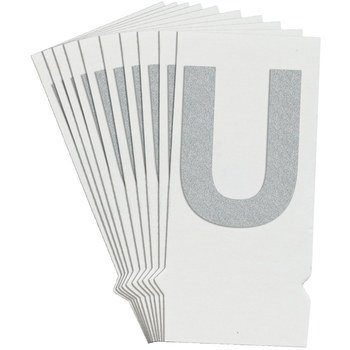 Picture of Brady Quik-Lite White Reflective Outdoor Vinyl 9740-U Letter Label (Main product image)