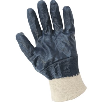 Global Glove 400FC Blue/White 9 Knit Work Gloves - Nitrile Full Coverage Coating - 400FC/9