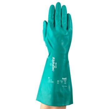 Ansell AlphaTec 58-335 Green 7 Unsupported Chemical-Resistant Glove - 15 in Length - 31 mil Thick - 284975