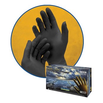 Adenna Dark Light Black Small Powder Free Disposable General Purpose & Examination Gloves - Medical Exam Grade - 9.4 in Length - 9 mil Thick - DLG672