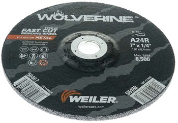 Weiler Wolverine Surface Grinding Wheel 56467 - 7 in - Aluminum Oxide - 24 - R