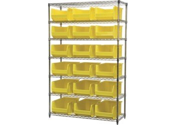 Picture of Akro-Mils AWS184830281 Akrobin 2000 lb Adjustable Yellow Chrome Steel Open Fixed Shelving System (Main product image)