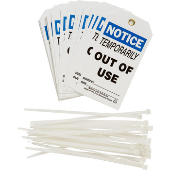 Picture of Brady Black / Blue on White Metal Grommet, Self-Laminating Polyester 87003 Equipment Safety Tag (Main product image)
