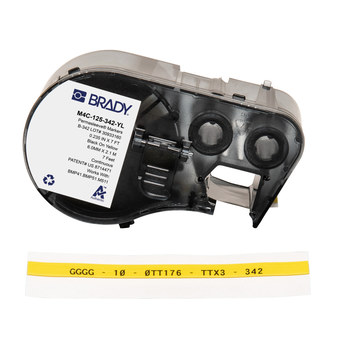 Picture of Brady PermaSleeve Black on Yellow Polyolefin Thermal Transfer M4C-125-342-YL Heat-Shrink Label (Main product image)