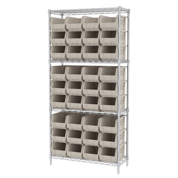 Picture of Akro-Mils AWS143630240 Akrobin 2000 lb Adjustable Stone Chrome Steel Open Fixed Shelving System (Main product image)