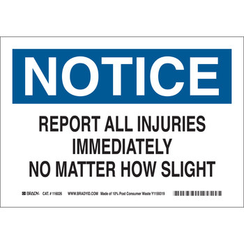 Picture of Brady B-586 Paper Rectangle White English Accident Notice Sign part number 116027 (Main product image)