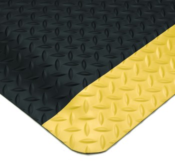 Picture of Wearwell Smart 497 Black PVC Surface/Recycled Urethane Sponge Base Diamond-Plate Anti-Fatigue Mat (Main product image)