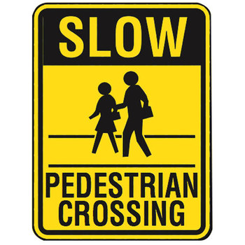 Picture of Brady B-959 Aluminum Rectangle Yellow English Pedestrian & Crosswalk Sign part number 103786 (Main product image)