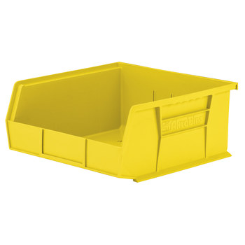 Picture of Akro-Mils 30235 Akrobin 50 lb Yellow Industrial Grade Polymer Hanging / Stacking Storage Bin (Main product image)
