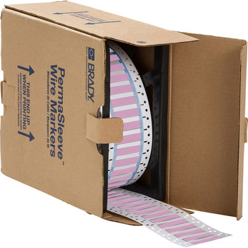 Picture of Brady Permasleeve Pink Heat-Shrinkable, Self-Extinguishing Polyolefin Thermal Transfer 3PS-250-2-PK-S Die-Cut Thermal Transfer Printer Sleeve (Main product image)