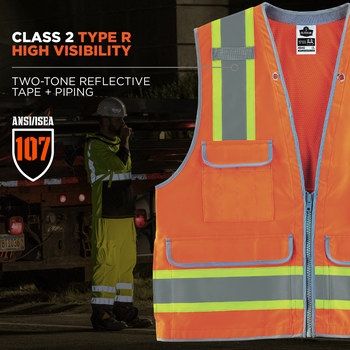 Ergodyne Glowear High-Visibility Vest 8254HDZ 21455 - Size Large/XL - High-Visibility Orange