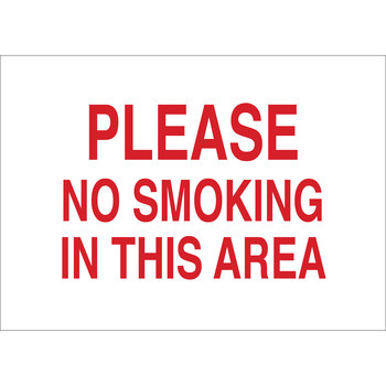 Picture of Brady B-401 High Impact Polystyrene Rectangle White English No Smoking Sign part number 25139 (Main product image)