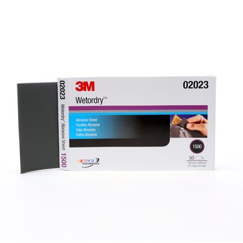 3M Imperial Coated Silicon Carbide Black Sand Paper Sheet - 5 1/2 in Width x 9 in Length - Paper Backing - A Weight - 1500 Grit - Ultra Fine - 02023