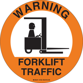 Picture of Brady B-819 Vinyl Circle White English Truck & Forklift Warehouse Traffic Sign part number 37220 (Main product image)