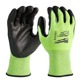 Milwaukee SMARTWIPE High Visibility Yellow 2XL Polyurethane Cut-Resistant Glove - ANSI Cut Level 3 Cut Resistance - 48-73-8934B