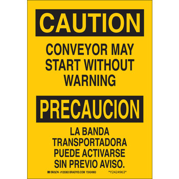 Picture of Brady B-302 Polyester Rectangle Yellow English / Spanish Equipment Safety Sign part number 125363 (Main product image)