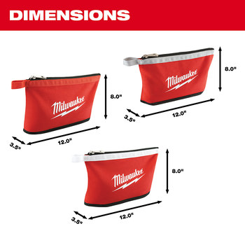Milwaukee Red/Black Canvas Zipper Pouches - 0.75 Length - 0.75 Wide - 48-22-8193
