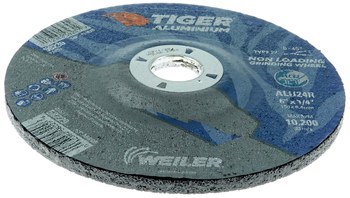 Weiler Tiger Aluminum Grinding Wheel 58229 - 6 in - A/O Aluminum Oxide AO - 24 - R