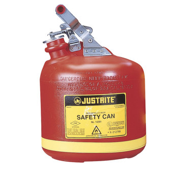 Picture of Justrite Red Polyethylene Leak-Proof, Pressure-Relief Vent, Self-Closing 2 1/2 gal Safety Can (Main product image)