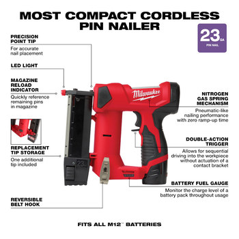 Milwaukee M12 Pin Nailer 2540-21