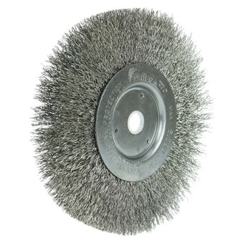 Weiler 01705 Wheel Brush - 6 in Dia - Crimped Stainless Steel Bristle