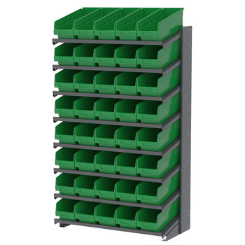 Picture of Akro-Mils APRS18098 APRS 900 lb Green Gray Powder Coated Steel 16 ga Single Sided Fixed Rack (Main product image)