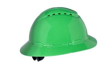 3M H-800 Series Green High Density Polyethylene Full Brim Hard Hat H-804V - 4-Point Suspension - Ratchet Adjustment