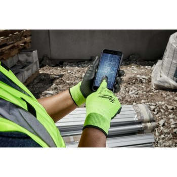 Milwaukee SMARTWIPE High Visibility Yellow Small Polyurethane Cut-Resistant Glove - ANSI Cut Level 3 Cut Resistance - 48-73-8930B