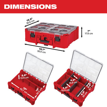 Milwaukee PACKOUT Red Plastic Deep Organizer - 15.2 in Length - 19.7 in Wide - 48-22-8432