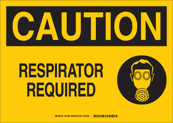 Picture of Brady B-120 Fiberglass Reinforced Polyester Rectangle Yellow English Respirator Sign part number 131958 (Main product image)