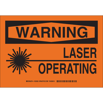 Picture of Brady B-401 Polystyrene Rectangle Orange English Laser Hazard Sign part number 129328 (Main product image)