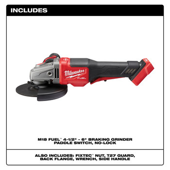 Milwaukee M18 FUEL M18 REDLITHIUM Battery Braking Grinder - 6 in Diameter - 2980-20