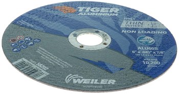 Weiler Tiger Aluminum Cutting Wheel 58202 - 6 in - Aluminum Oxide - 60 - S