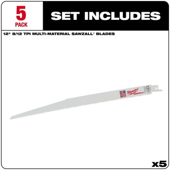 Milwaukee SAWZALL Reciprocating Saw Blade 48-00-5094 - 12 TPI - 0.75 in Width x 0.05 in Thick - Bi-Metal