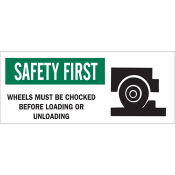 Picture of Brady B-120 Fiberglass Reinforced Polyester Rectangle White English Wheel Chock Sign part number 69562 (Main product image)