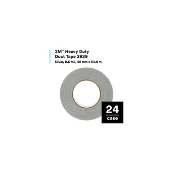 3M 3939 Silver Duct Tape - 48 mm Width x 60 yd Length - 9 mil Thick - 06975