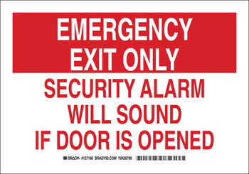 Picture of Brady B-401 High Impact Polystyrene Rectangle White English Emergency Exit Sign part number 127165 (Main product image)