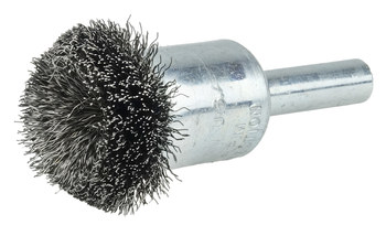 Weiler Steel Cup Brush - Unthreaded Stem Attachment - 1 in Diameter - 0.006 in Bristle Diameter - 10033