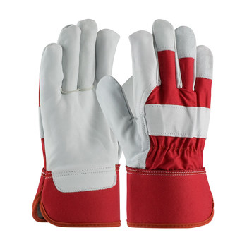 red leather work gloves