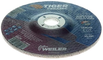Weiler Tiger Ceramic Grinding Wheel 58329 - 6 in - Ceramic - 24 - R