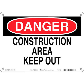 Picture of Brady B-563 High Density Polypropylene Rectangle White English Construction Site Sign part number 116172 (Main product image)